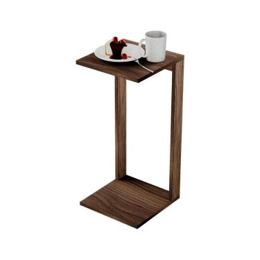 Imagem de Mesinha Lateral De Apoio Nogal Sala Quarto 38x36x65cm