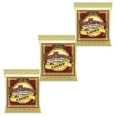 Imagem de Kit 3 Encordoamento Violão Aço Ernie Ball 011 Earthwood