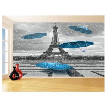 Imagem de Papel De Parede Paris Eiffel Guarda Chuva Céu 3,5M Ncd315