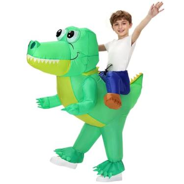 Imagem de Poptrend Fantasia inflável de crocodilo para adultos e crianças, engraçada, realista, fantasia de cosplay de Halloween, feminina, masculina (crianças)