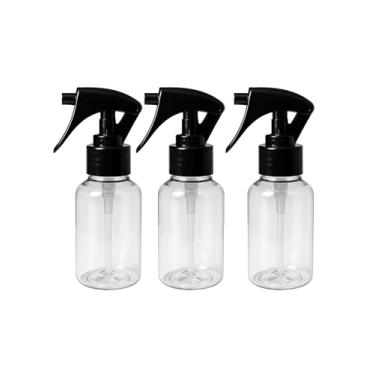 Imagem de Kit 3 Frasco Spray Mini Trigger Preto Borrifador 100ml Liquido Alcool Perfume Multiuso Faxina Refil