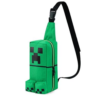 Imagem de Minecraft Bolsa transversal para meninos com alça ajustável - Presentes para jogadores, Verde, One Size, Bolsa transversal
