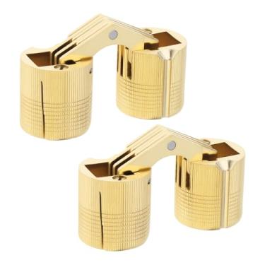 Imagem de HOJLKLD 2 peças de dobradiças ocultas de latão de 24 mm, dobradiças ocultas de móveis de ângulo de abertura de 180 graus para artesanato manual de caixa de joias DIY (2, 24 mm)