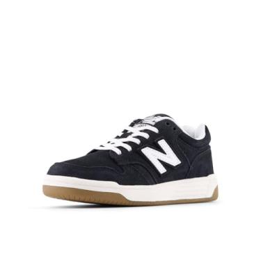 Imagem de New Balance Tênis infantil 480 V1 com cadarço, Branco/preto, 20