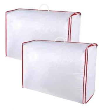 Imagem de Kit com 2 Bolsa em Pvc Transparente Porta Roupas de Cama Lençóis Colchas Edredons Cobertores Organizador de Closet