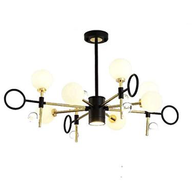 Imagem de Luminária pendente de iluminação de lustre compatível com iluminação de sala de jantar, quarto e cozinha, luminária de teto em V de meados do século, preta (cor: titânio e preto)