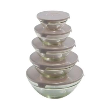 Imagem de Kit 5 Potes Vasilhas Vidro Marmita Fitnnes Cozinha Multiuso
