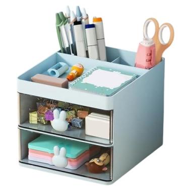 Imagem de Porta-lápis | Caixa organizadora de cômoda | Caixa de armazenamento de caneta de mesa para local de trabalho, sala de aula, casa de banho, penteadeira, mesa de maquiagem, estúdio, sala de estudo