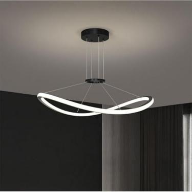 Imagem de Lustre Dourado Circular Pendente Luz Regulável Moderno LED Anel Lustre V-intage Pendurado Luz de Teto Rústico Preto Pendente Lâmpada para Salas de Jantar Quarto Cozinha Restaurante, Escuro 6