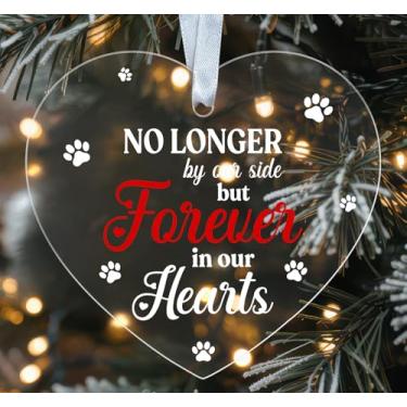 Imagem de GoGiArt Ornamento No Longer by Our Side But Forever in Our Hearts - Decoração memorial acrílico em forma de coração - Lembrança do animal de estimação - Presente para perda de animais de estimação