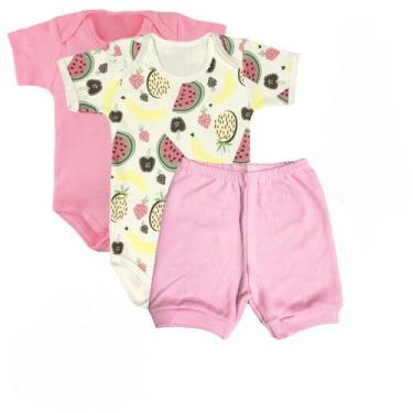 Imagem de Kit Roupa de Bebê Verão 3 Peças Com Body Manga Curta e Short - Koala B