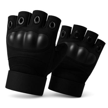Imagem de Luva Tática Meio Dedo Militar Unissex Preta – Microfibra Premium Respirável, Ajuste M-GG, Antiderrapante para Airsoft, Academia, Moto, Ciclismo, Crossfit e Treinos Intensos