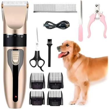 Imagem de Máquina De Tosa Pets sem fio para Cachorros Gatos com Lâminas Precisas e com Altura Ajustável - Maquininha Profissional de Tosar e Recarregavel Bivolt 110V/220V Acompanha Acessórios Prime