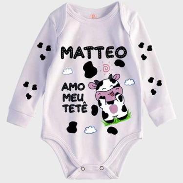 Imagem de Body de Bebê Personalizado Amo Meu Tetê Body Personalizado Com Nome GB
