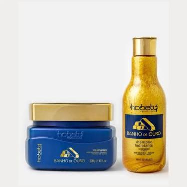 Imagem de Kit Banho de Ouro Hobety Shampoo 300mlMascara 300g Hobety Profissional