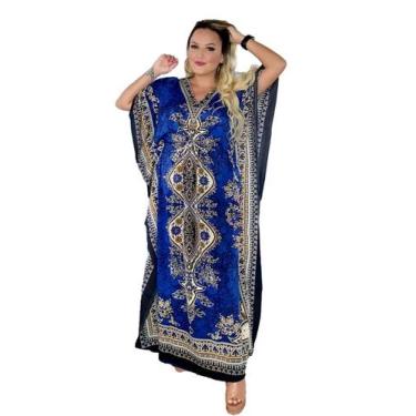 Imagem de Vestido Kaftan Indiano Longo Estampado Plus Size - Cod. 1201 - ALÉCI F