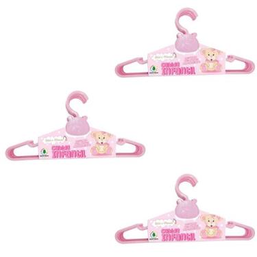 Imagem de Kit Com 15 Cabides Infantil Bebê & Mamãe Rosa Monte Líbano - Monte Lib