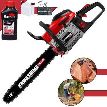 Imagem de Motor Serra Kawashima KCS-500P À Gasolina 49,3cc Com Sabre 18’` Profissional Com Carcaça de Magnésio Ideal Para Desdobra de Madeira + ÓLEO TOYAMA 2T