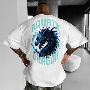Imagem de Camiseta Oversized Algodão Street Academia Gym Treino Aquatic Dragon -