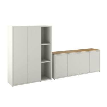 Imagem de Conjunto Sala De Jantar 2 Peças Armário Alto E Buffet Balcão - Fendi E Freijó Fendi E F...