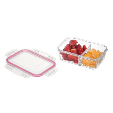 Imagem de Pote De Vidro Hermético 1040ml Futuro Casa Marmita Fitness Com Divisória E Tampa Armazenagem De Alimentos