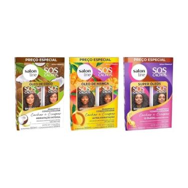 Imagem de Combo com 3 Kits Shampoo e Condicionador, Salon Line, S.O.S Cachos, Vegano - Para Cabelos Ondulados, Cacheados e Crespos, 6 Unidades