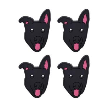 Imagem de 4 peças de pingentes de pastor alemão preto elegante decoração com estampa de pata para entusiastas da moda