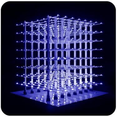 Imagem de iCubeSmart Kit de cubo de LED 3D 20 x 20 x 20 cm, kits eletrônicos faça-você-mesmo, kit de projeto de solda para adolescentes com software de edição 3D [3D8P-BLUE]