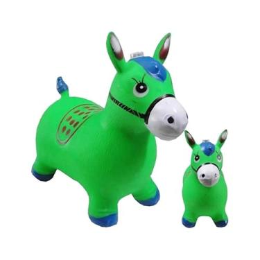 Imagem de Cavalinho Upa Upa Pula Pula Inflável Musical Brinquedo Infantil (Verde)