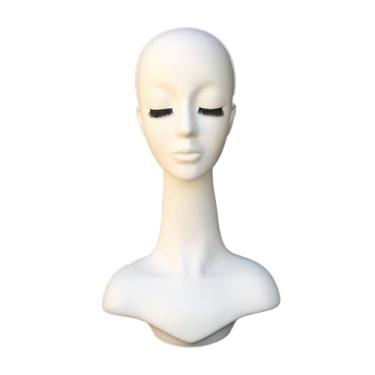 Imagem de Generic Suporte de cabeça de manequim feminino para peruca, profissional, com suporte de ombro para treinamento, para exposição de perucas, chapéus, óculos de, Lábio Branco