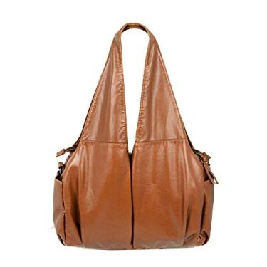 Imagem de Bigfanshu 2020 PU Luxury Bolsa feminina com alça superior bolsas de ombro femininas bolsa carteiro macia couro PU, Marrom, 37X24X16