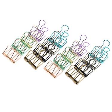 Imagem de AYNEFY Grampos de Pasta Oca, Braçadeiras de Fio de Metal, Clipes de Cauda de Andorinha de Papel Multicoloridos para Escritório e Organização Doméstica (M)