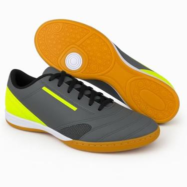 Imagem de Chuteira Salão Umb PRO5 Confortável e Resistente Futsal do 34 a 43 (Umb Cinza com Verde, BR, Adulto, Numérico, 41)