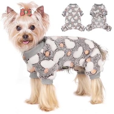 Imagem de Pijama para cães de tamanho pequeno, algodão elástico para cães de estimação pijamas pijamas para cães PP fêmeas machos, pijamas de inverno para cães PP e meninas (cinza, PP