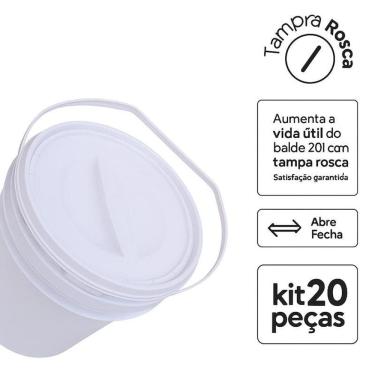Imagem de Balde Plástico 20 Litros Não Toxico - Kit 20 Pçs