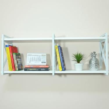 Imagem de Prateleira Estilo Industrial 120cm x 20cm de Parede para Sala, Quarto, Cozinha, Escritório - Bimove (Branco/Branco)