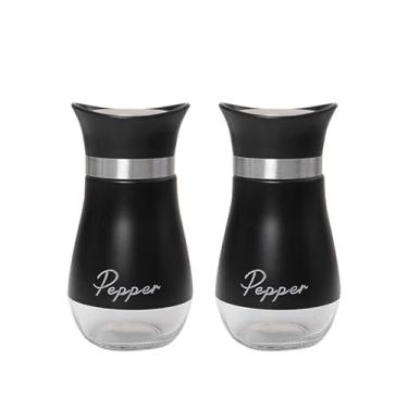 Imagem de Conjunto de 2 potes de especiarias, recipientes de tempero multifuncionais portáteis para cozinha, fácil de limpar - preto