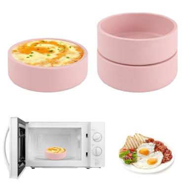 Imagem de 3 peças de silicone para panelas de ovo de micro-ondas, bandeja de ovo para fritadeira a ar sous vide panela de mordida de ovo fritadeira a ar molde de ovo pochê copos para fornos micro-ondas (rosa)