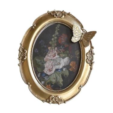 Imagem de Ｂｅｓｇａ Moldura de Resina Oval Vintage, Porta-cartões, Decoração de Parede Ou Exposição de Mesa para Sala de Estar Ou Quarto, Ouro, Tamanho real