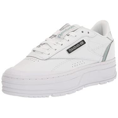 Imagem de Reebok Tênis feminino Club C Double Geo, Branco/cinza à beira-mar/prata metálico, 39
