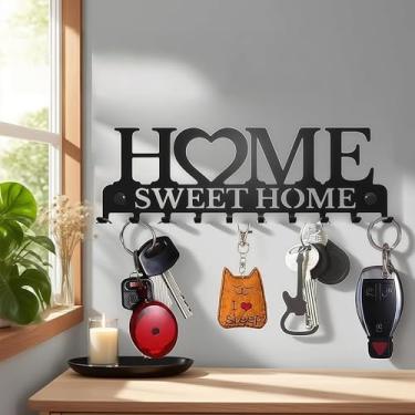Imagem de 1 gancho decorativo de metal, porta-chaves, placa de casa, ganchos K-ey montados na parede, para entrada, porta da frente, cozinha, corredor, garagem, mudroom, escritório, com parafusos e âncoras