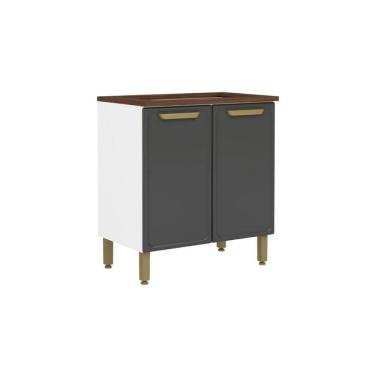 Imagem de Balcão De Cozinha P- Cooktop C- Tampo Bella C- 2 Portas 80cm Grafite - Bertolini