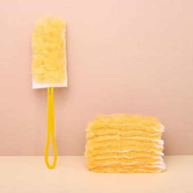 Imagem de 10 pçs refil de espanador, escova de remoção de poeira estática resistente espanadores descartáveis para limpeza de persianas de móveis, ferramentas de escova de limpeza, laranja