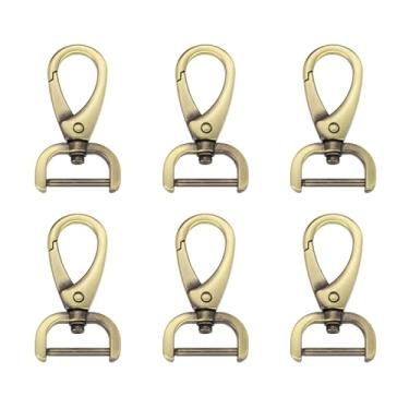 Imagem de HARFINGTON 6 peças de gancho destacável fecho giratório 3/10.2 cm (20 mm) liga de zinco fecho de garra lagosta para chaveiro, bolsa de cordão, alça de bolsa faça você mesmo, marrom claro