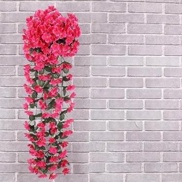 Imagem de Decoração de flores falsas de vime para festa de casamento, simulação colorida, violeta, montadas na parede, flores falsas (rosa vermelha)