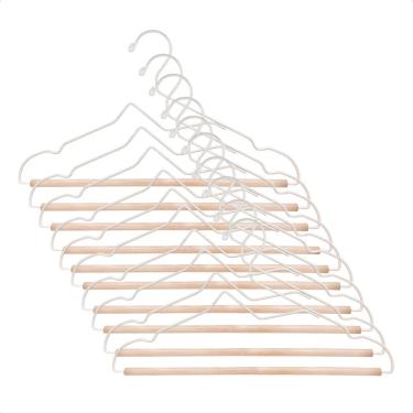 Imagem de Kit 30 Cabide Ferreiro com Barra em Madeira para Organização de Roupas