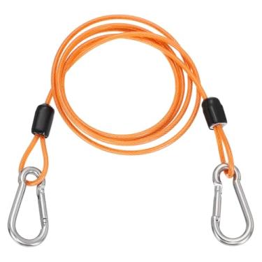 Imagem de PATIKIL Cabo de aço de segurança de 1 m (100 cm) com gancho de pressão, 1 peça de corda de fio flexível de laço duplo revestido de PVC, corrente de segurança para bagagem de viagem ao ar livre