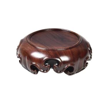 Imagem de suporte para bonsai Base redonda de escultura em jacarandá para vasos, conjuntos chá, artesanato, pedestal exibição(Grande)