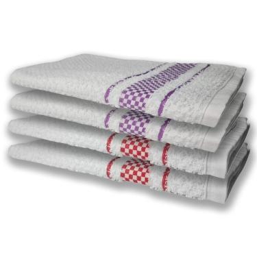 Imagem de 4 Panos De Prato Atoalhado Felpudo Premium Vermelho+Roxo