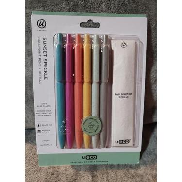 Imagem de U Brands Canetas esferográficas U-Eco, 6 unidades + 6 refis de caneta de tinta, ponta, ponta média (0,7 mm), tinta preta